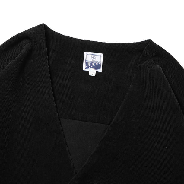 LOOSE CARDIGAN L/S W/PKT (CORDUROY) - BLACK