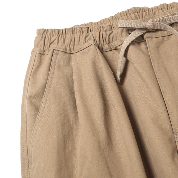 2P WIDE PANTS (HERINGBONE) - BEIGE