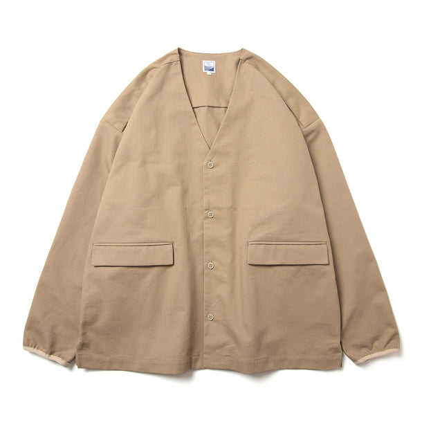 LOOSE CARDIGAN L/S W/PKT (HERINGBONE) - BEIGE