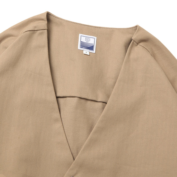 LOOSE CARDIGAN L/S W/PKT (HERINGBONE) - BEIGE