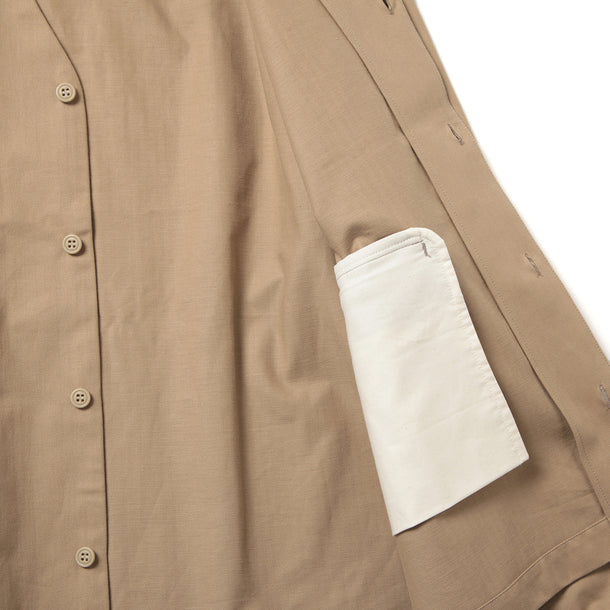 LOOSE CARDIGAN L/S W/PKT (HERINGBONE) - BEIGE