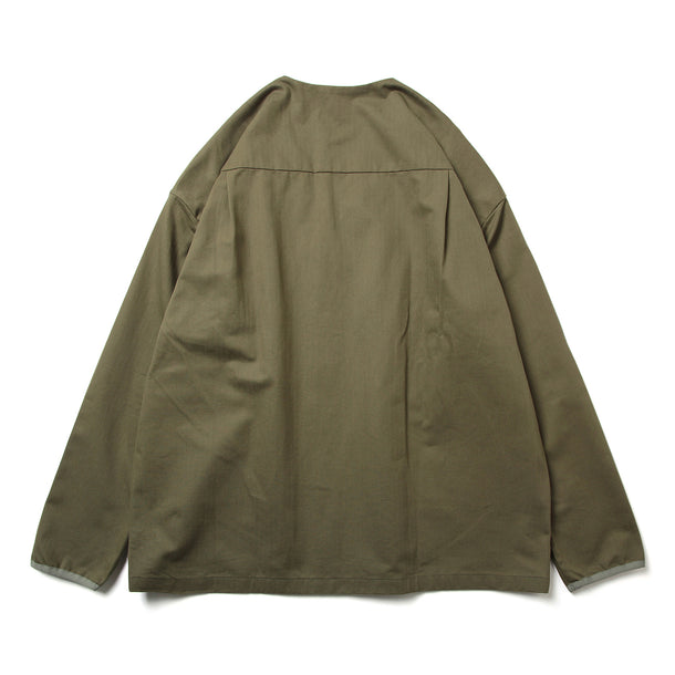 LOOSE CARDIGAN L/S W/PKT (HERINGBONE) - KHAKI