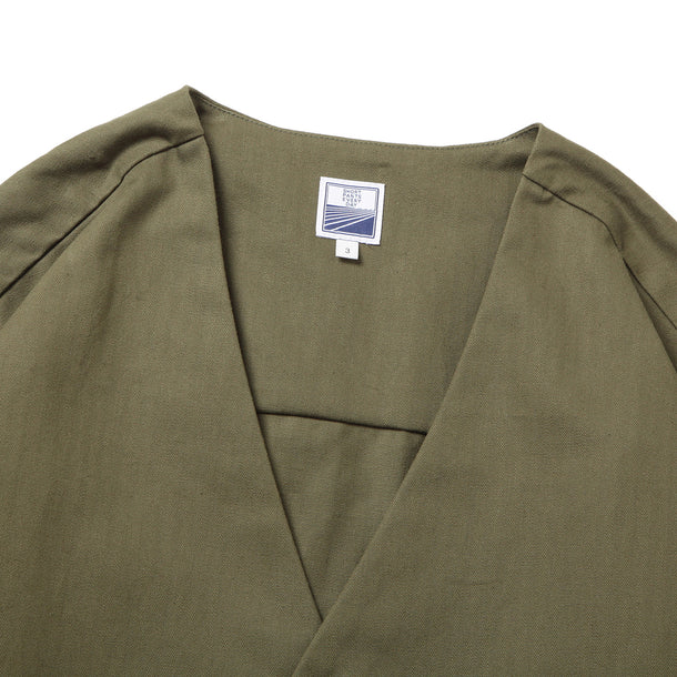 LOOSE CARDIGAN L/S W/PKT (HERINGBONE) - KHAKI