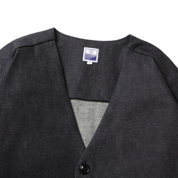 LOOSE CARDIGAN L/S W/PKT (STRETCH DENIM ) - INDIGO | Short