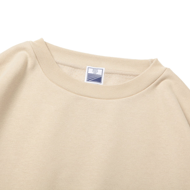 LOOSE SWEAT CREW W/PKT - BEIGE