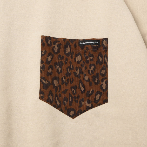 LOOSE SWEAT CREW W/PKT - BEIGE