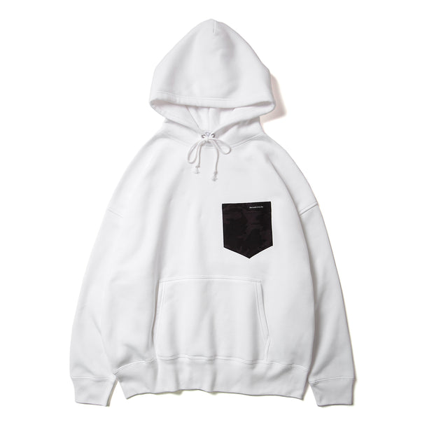LOOSE SWEAT HOODIE W/PKT - WHITE