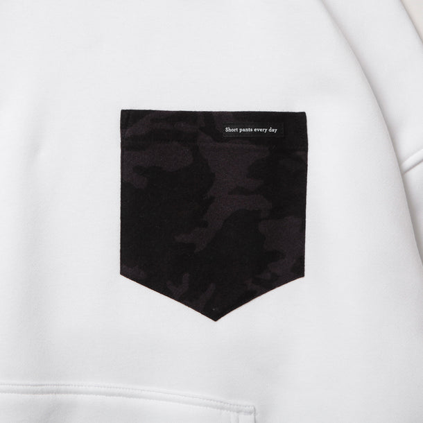 LOOSE SWEAT HOODIE W/PKT - WHITE